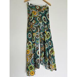 TROPIC BLISS Paisley Wide Flared Leg Pant Sz S Flat Front 70’s Retro Hippie Boho
